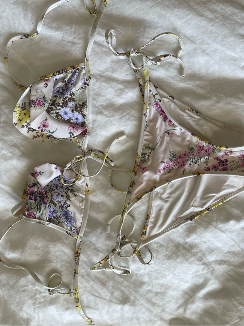Zimmermann White Bikini with Yellow Floral Accents